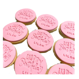 10 Customised/Personalised Name/Texts/Colour SS Luxury Happy Birthday Cookies/Biscuits Branded Party favours/Gifts (6.5cm each) -Free & Fast Shipping-