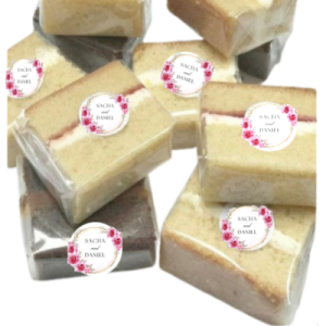 Personalised 12 Sumptuous Handmade Cake Slices For Your Guests; Vanilla, Chocolate, Red-velvet; Wedding, Birthday, Baby Shower, Christmas Party Share/Favours (6cm x 5cm each)-Free & Fast Shipping