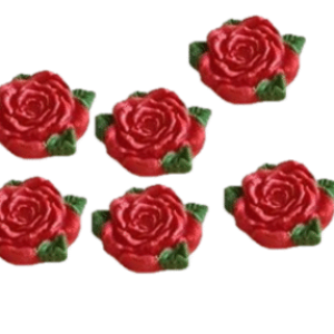 Select Colour; 6 Edible Sugar Fondant Romantic Rose Flowers with leaves; 4.5cm Valentine, Mothers day, Wedding, Christmas Handmade Cake/Cupcake Toppers/Decorations -Free & Fast Shipping