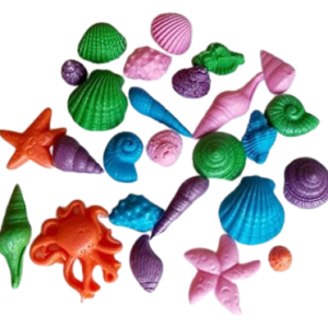 24 Stunning Edible Sugar Fondant Sea Shells, Starfish & Octopus; Lustre Brilliant Pastel Colour Mix; 3.8cm to 1.3cm; Mermaid, Beach Theme Wedding, Birthday, Christmas etc Cake/Cupcake Toppers/Decoration- Free & Fast Shipping