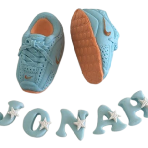 Customise/Personalise -Large Edible Sugar Fondant Running Shoes/Football Booties With Name & Age Number, Handmade Boys/Girls, Men/Ladies Birthday, Baby Shower, Christening, Graduation; 3D Figure Cake Topper/Decoration -Free & Fast Next Day Shipping