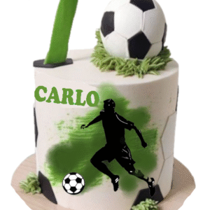 Personalised Boys’/Men’s Soccer Football Tall Birthday Cake- Available for Delivery or Collection