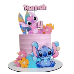 Beautiful Kids Character Stitch; Personalised Tall Girl’s Birthday Cake with -Available for Delivery or Collection