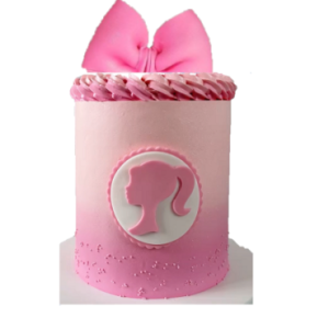 Large Edible Sugar Fondant Barbie Doll Princess Bow & Princess Head Figure plaque, Pink; 3D Figure Girls, Ladies, Baby/Bridal Shower Birthday Cake Topper /Decoration- Free & Fast Shipping