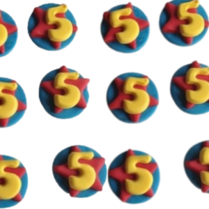 12 Edible Sugar Fondant Superhero Age Number Disk; Boys’ Handmade Super Hero Birthday Cupcake Topper/Decoration- Free & Fast Shipping