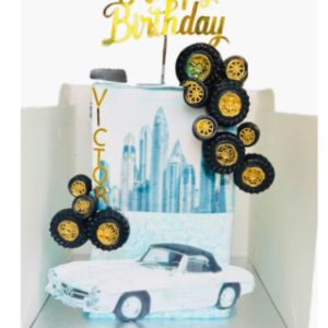 Personalised Delicious Handmade Men’s Birthday, Bachelorette, Classic Car Tall Cake  – Customise Colour-Available for Delivery or Collection